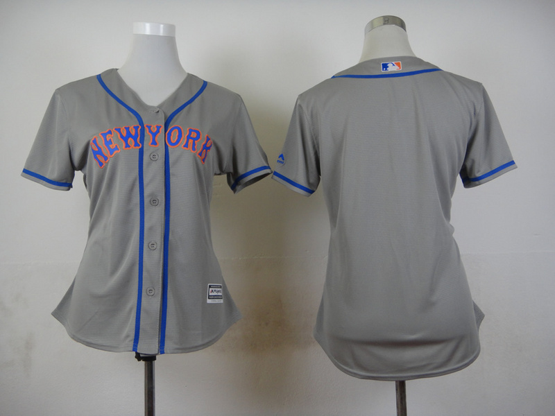 Women New York Mets Blank Grey MLB Jerseys->women mlb jersey->Women Jersey